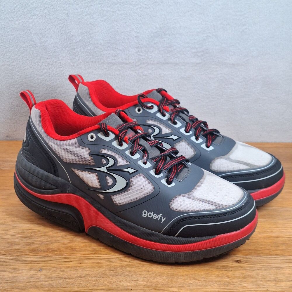 Gravity Defyer G-Defy Ion Men's 10.5 Walking Sneakers Gray Red Arch Support